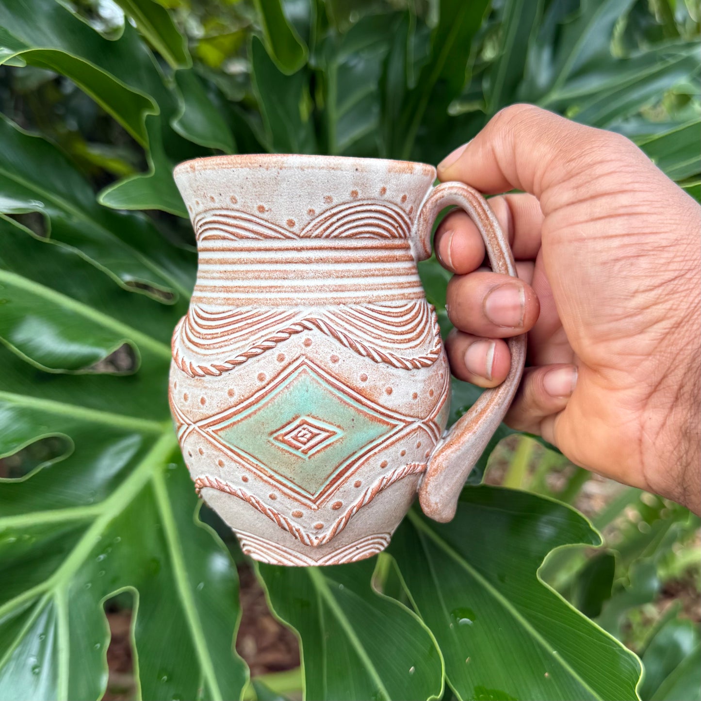 大きなアクアコイル装飾マグカップ