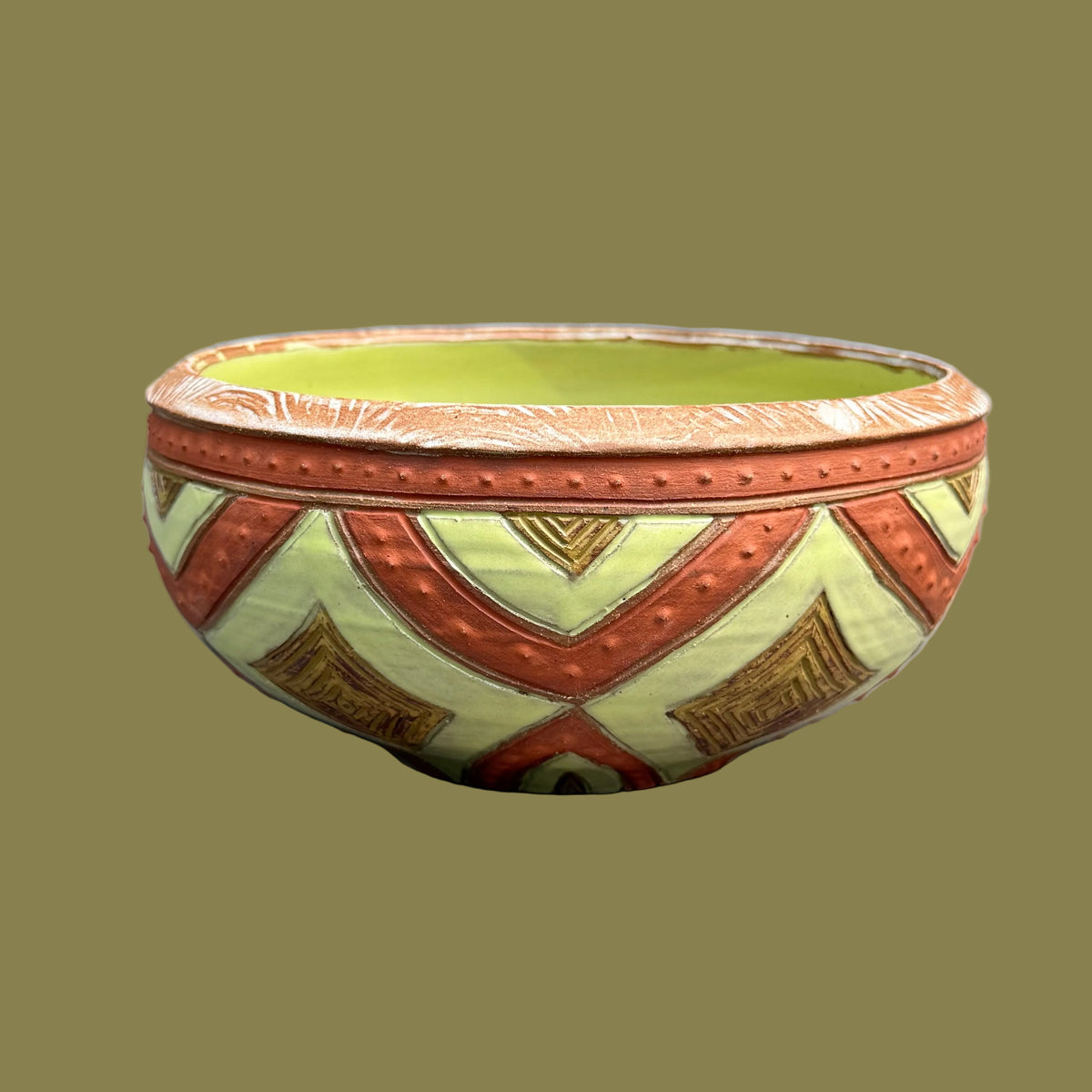 Chartreuse Earth Tone Bowl