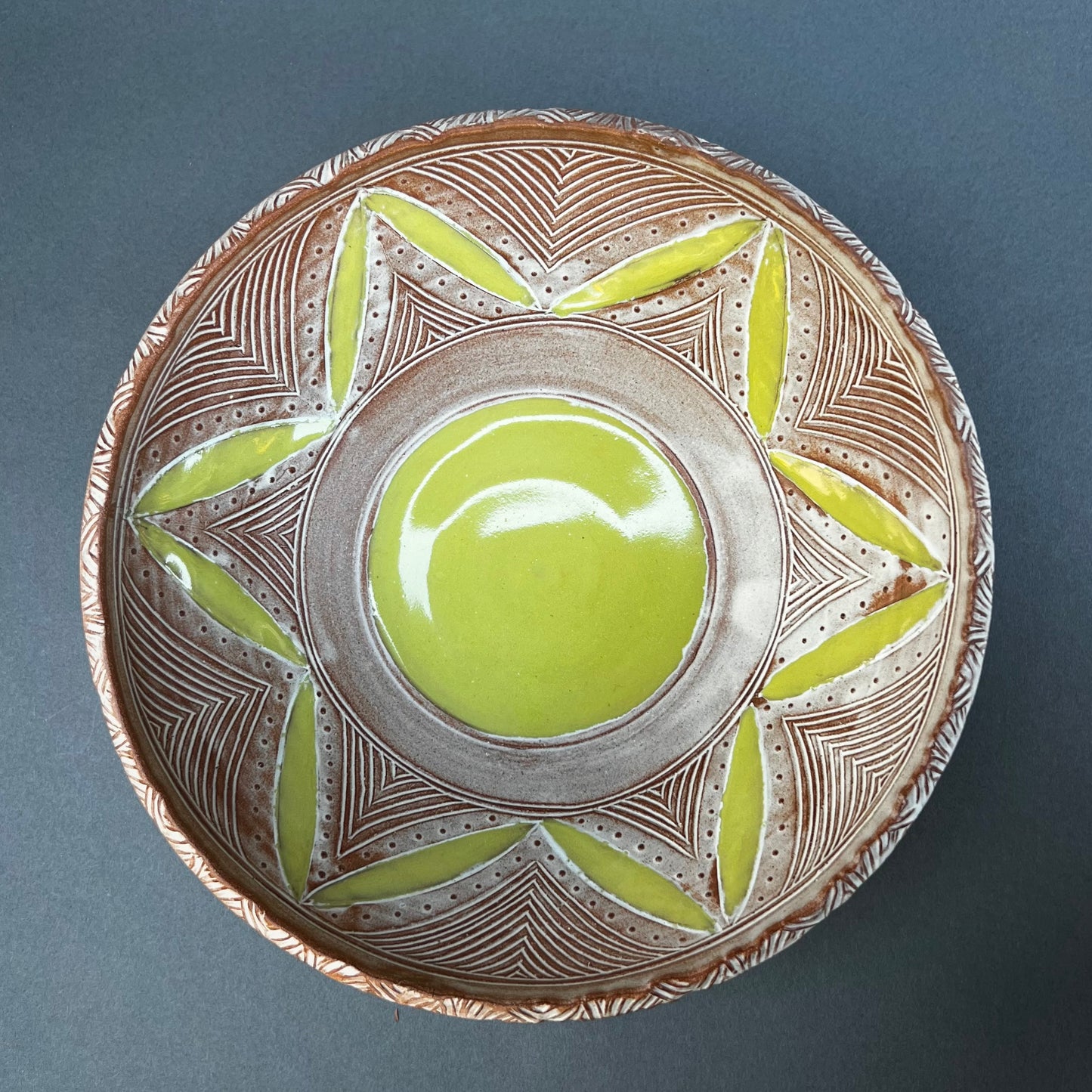 Green Leaf Shallow Bowl