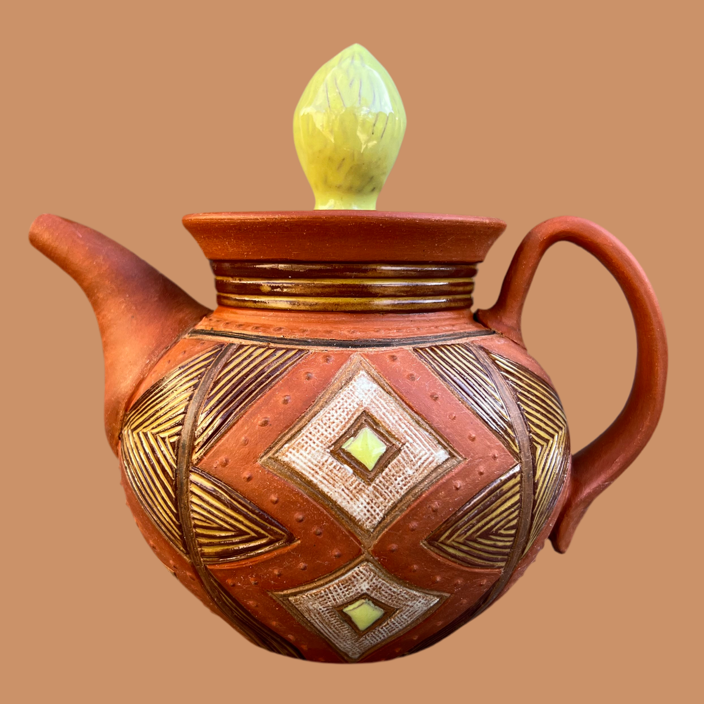 Earth Tone Kwali Teapot