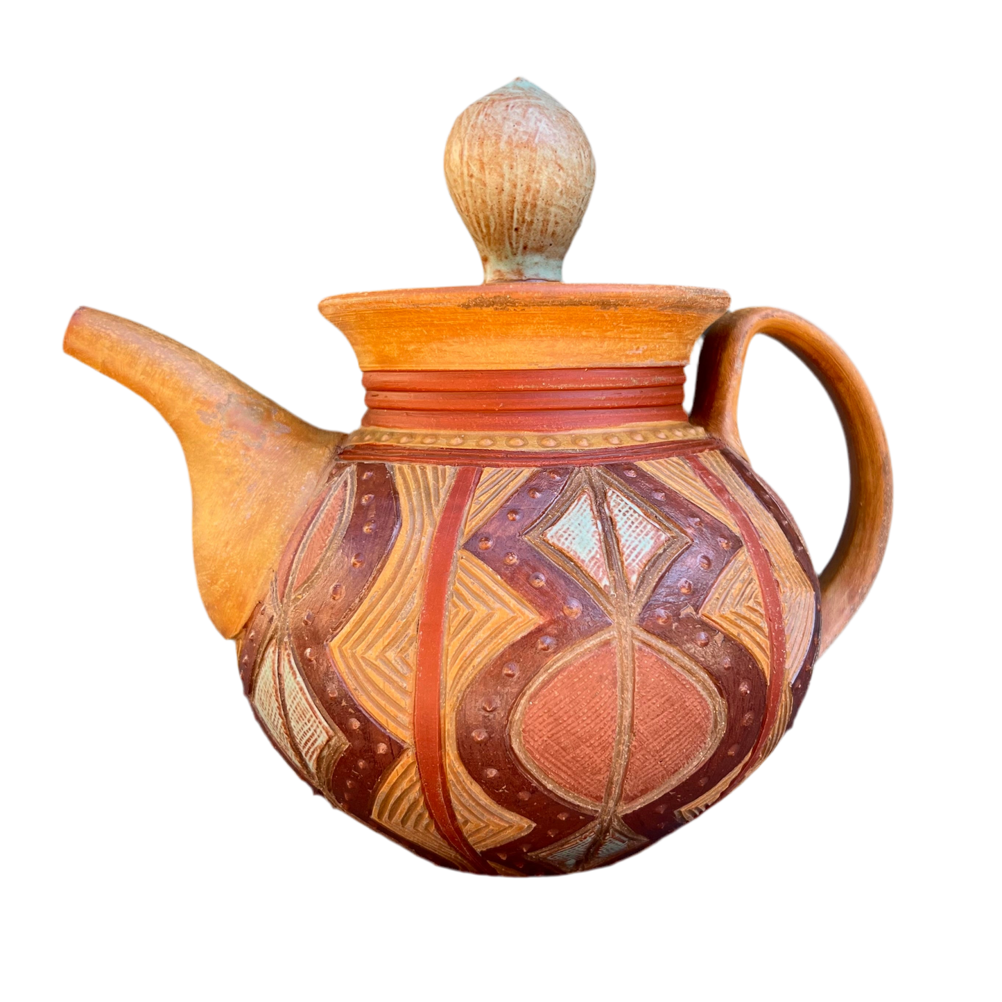 Earth Tone Kwali Teapot