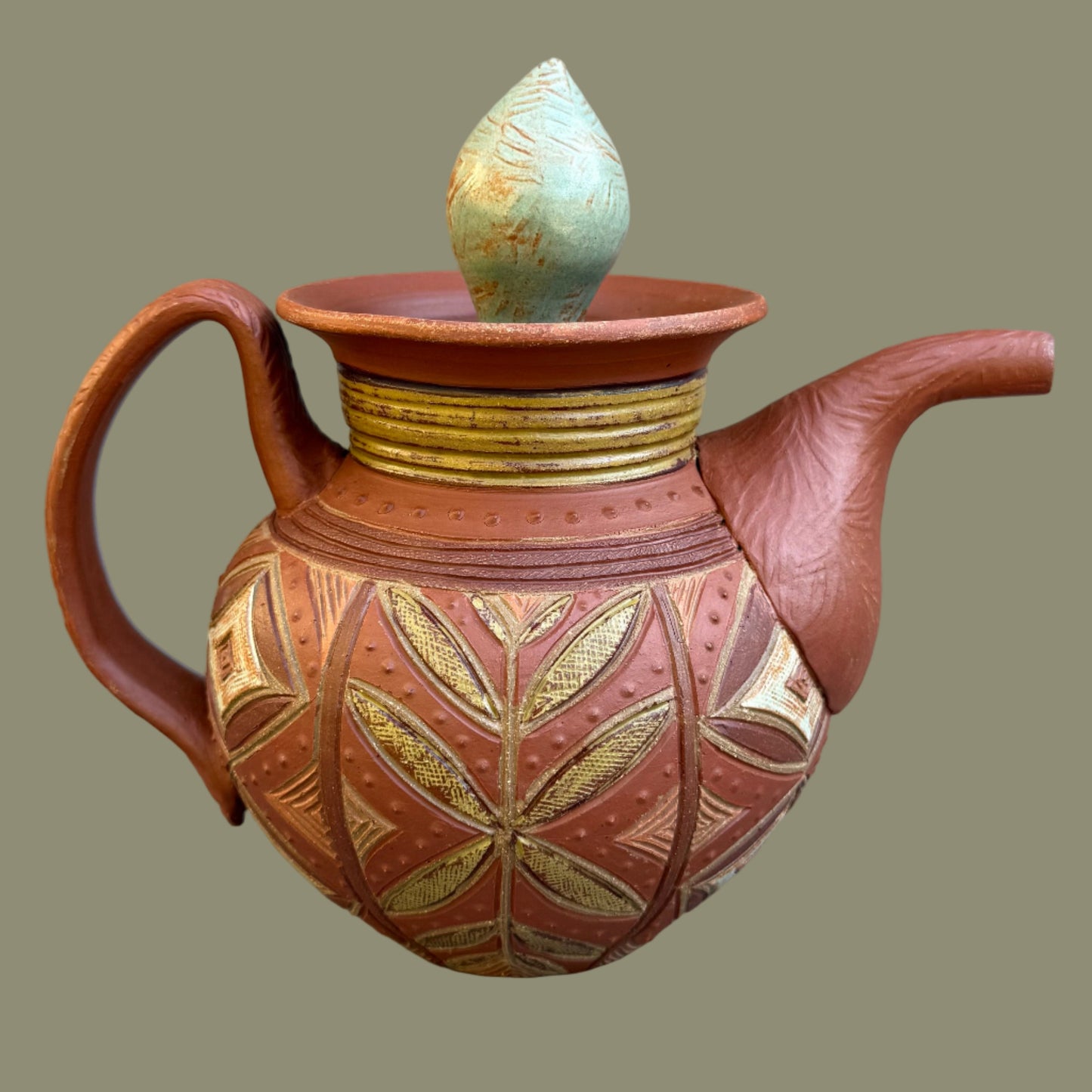 Earth Tone Kwali Teapot