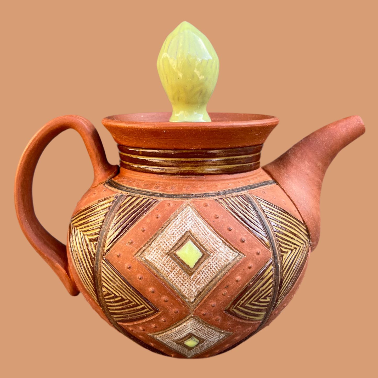 Earth Tone Kwali Teapot