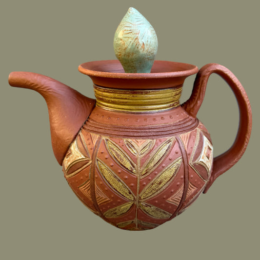 Earth Tone Kwali Teapot