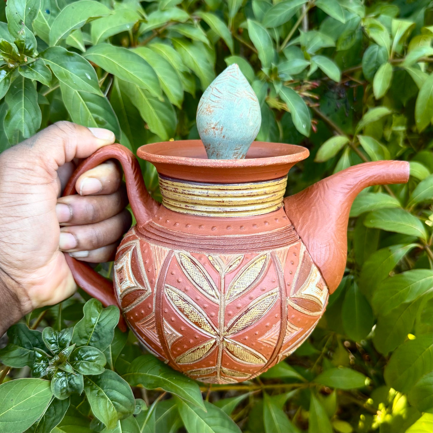 Earth Tone Kwali Teapot