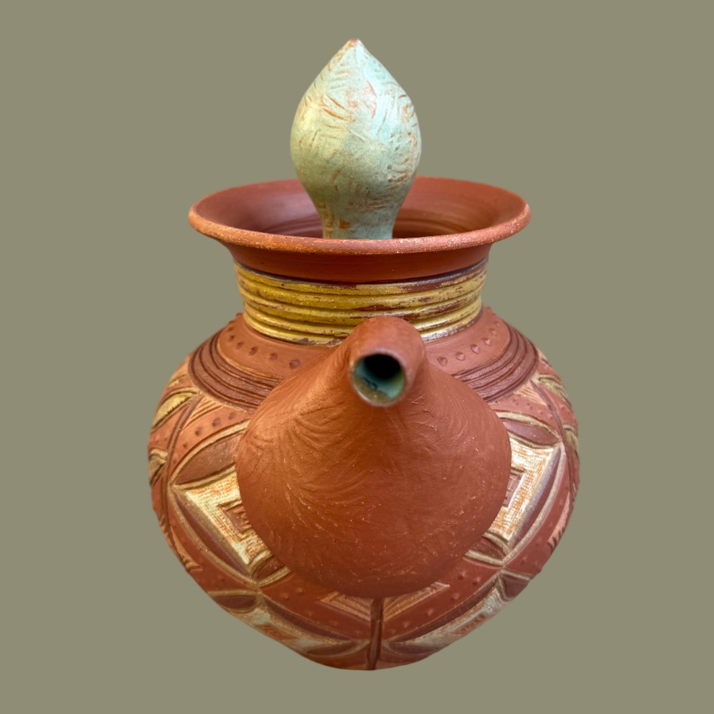 Earth Tone Kwali Teapot