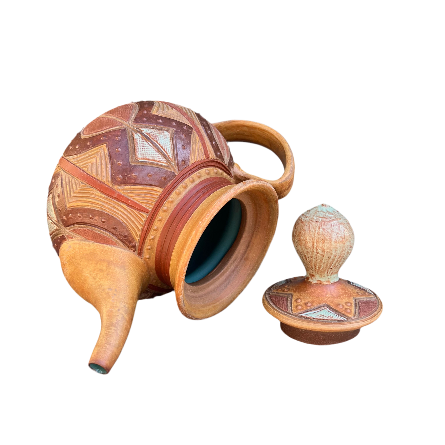 Earth Tone Kwali Teapot