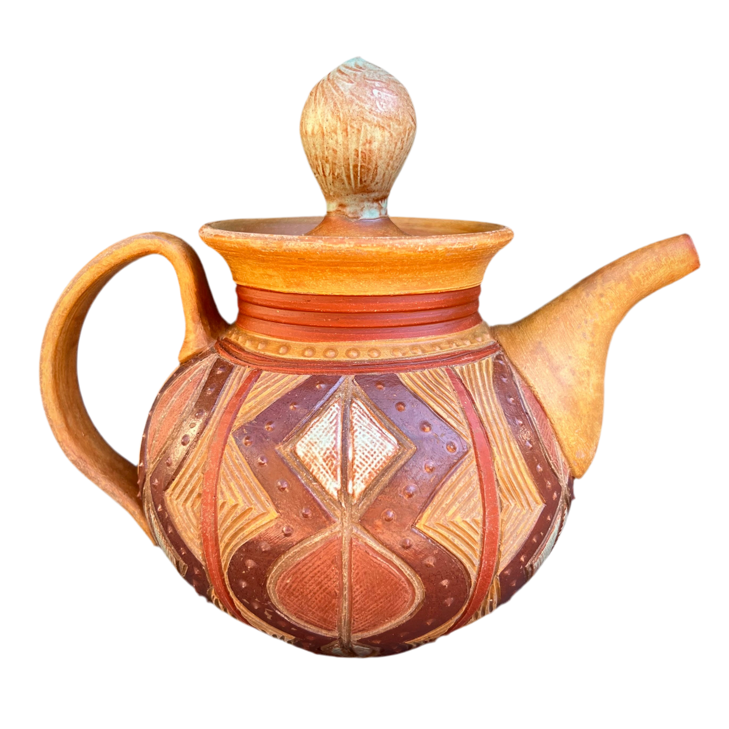 Earth Tone Kwali Teapot