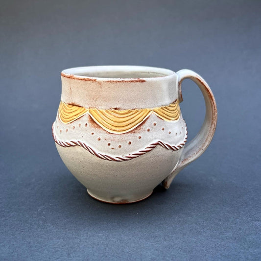 Medium Yellow Coil Decorated Mug
