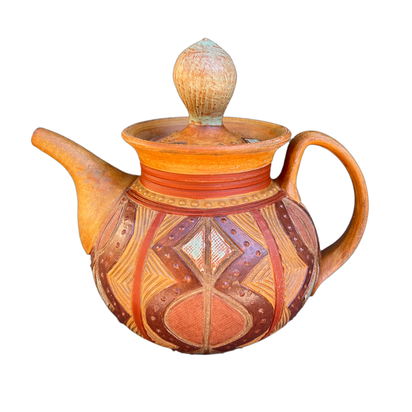 Earth Tone Kwali Teapot