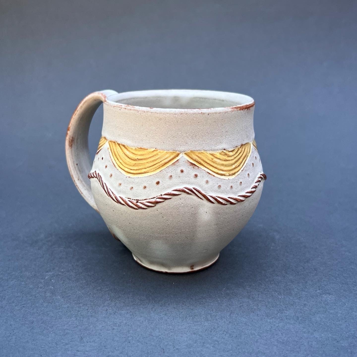 Medium Yellow Coil Decorated Mug