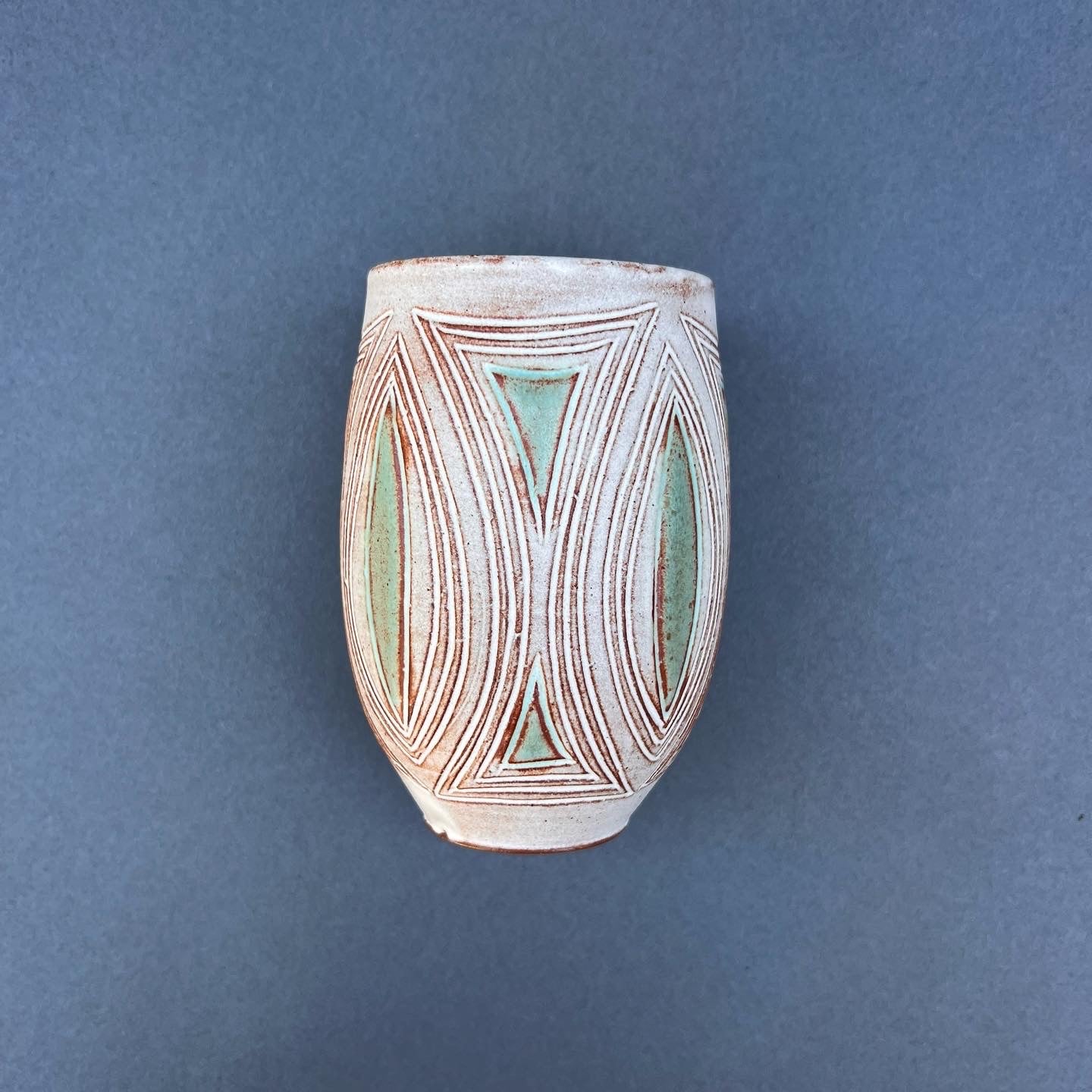 Medium Carved Aqua Cup