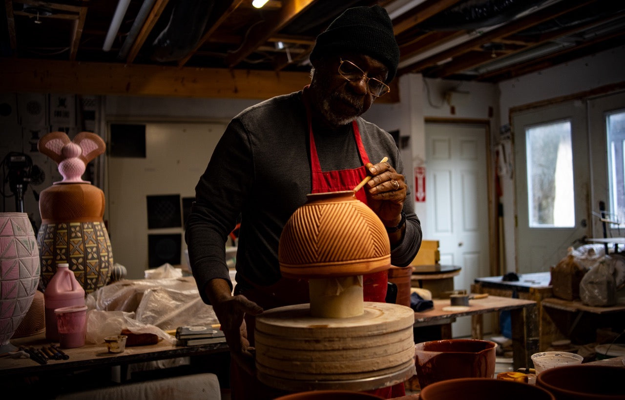Load video: Vessels for the Human Spirit is a documentary about ceramicist David MacDonald, a retired Syracuse University professor and master potter.