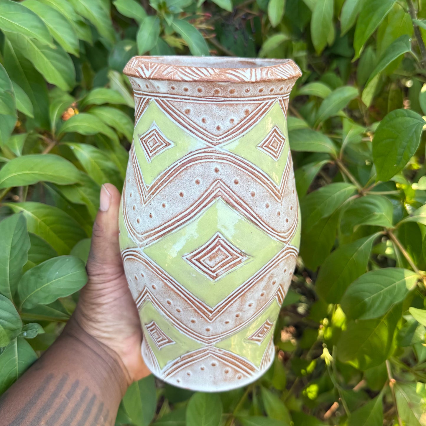 Chartreuse Diamond Vase