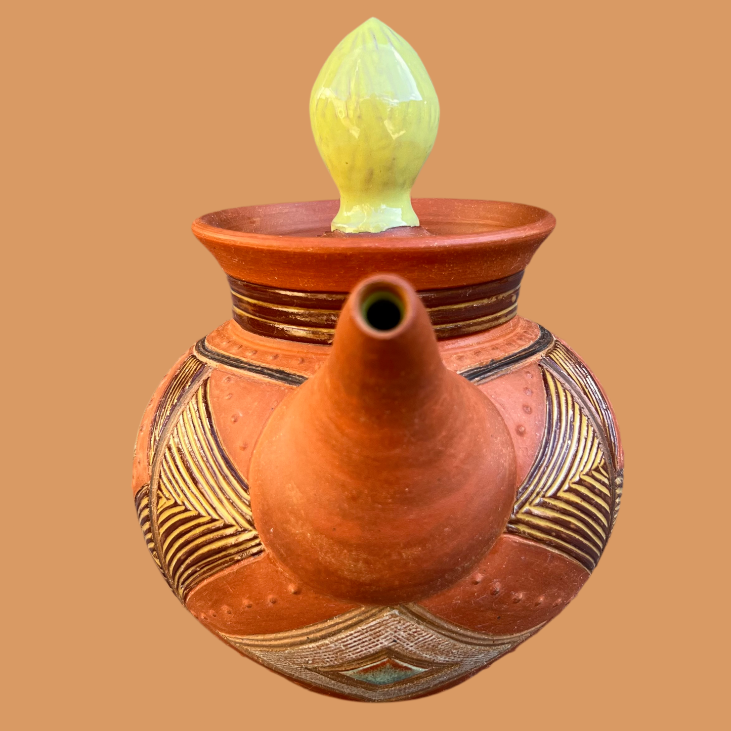 Earth Tone Kwali Teapot