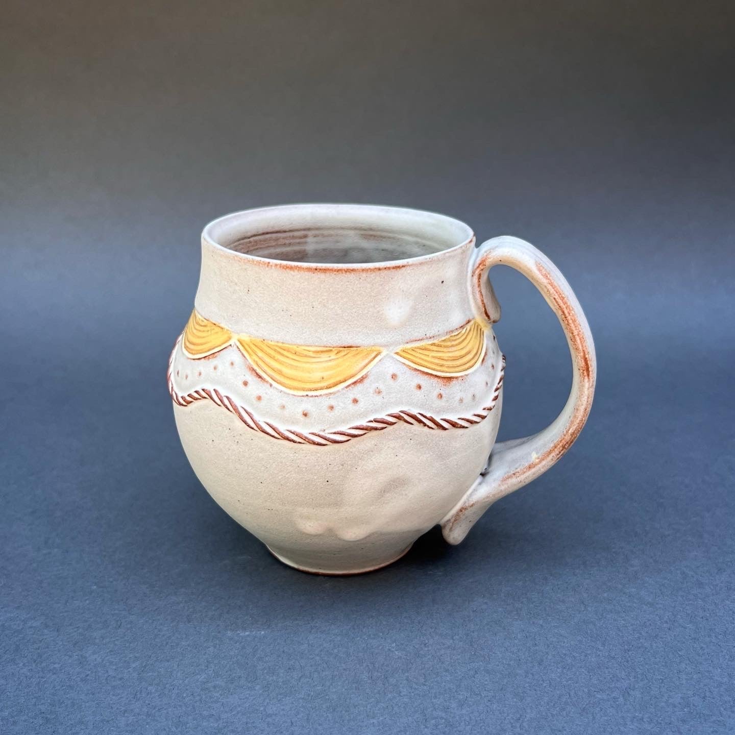 Large Yellow Coil Decorated Mug
