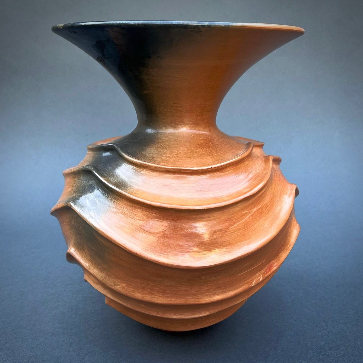Smoked Terracotta Wave Vase