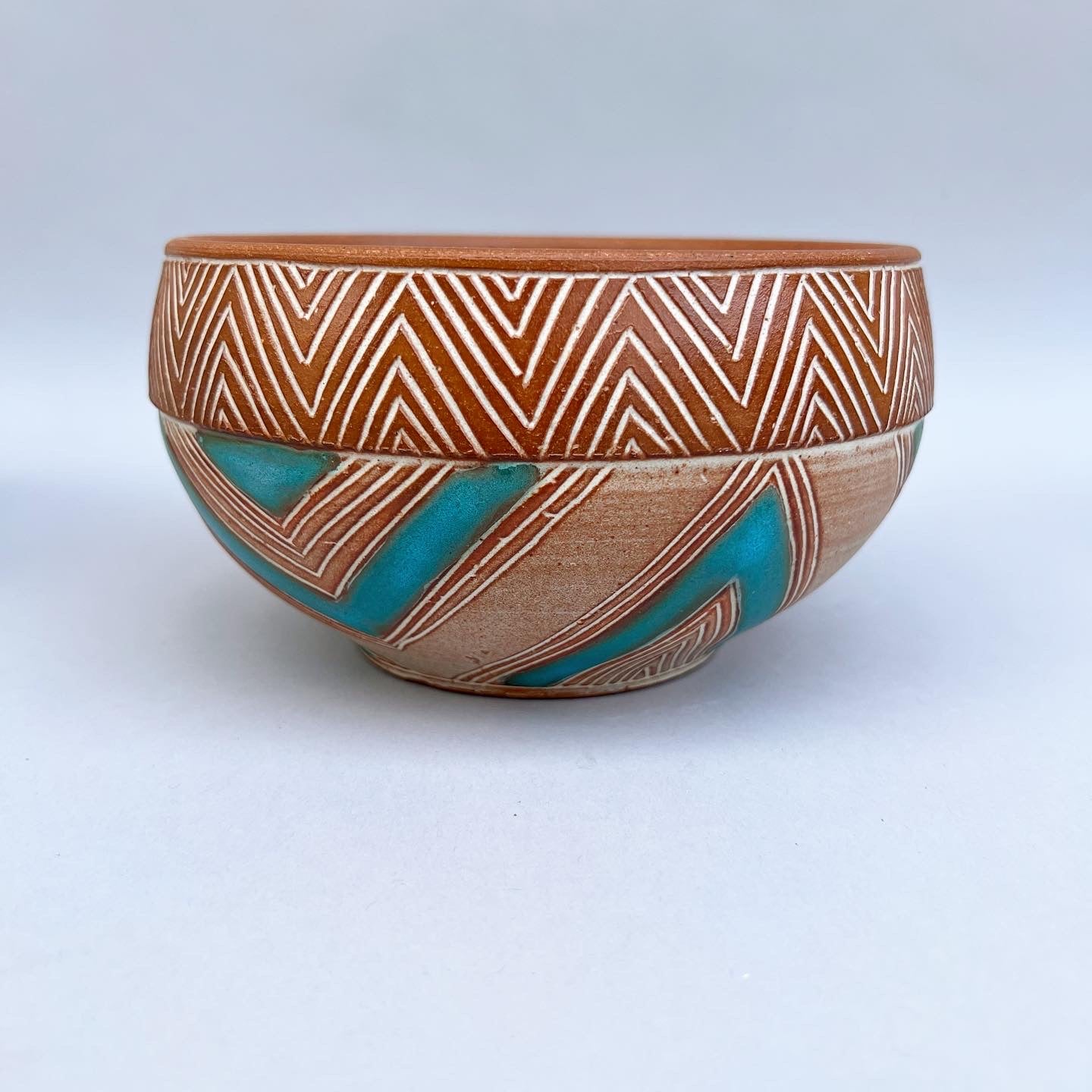 Turquoise Carved Rim Bowl