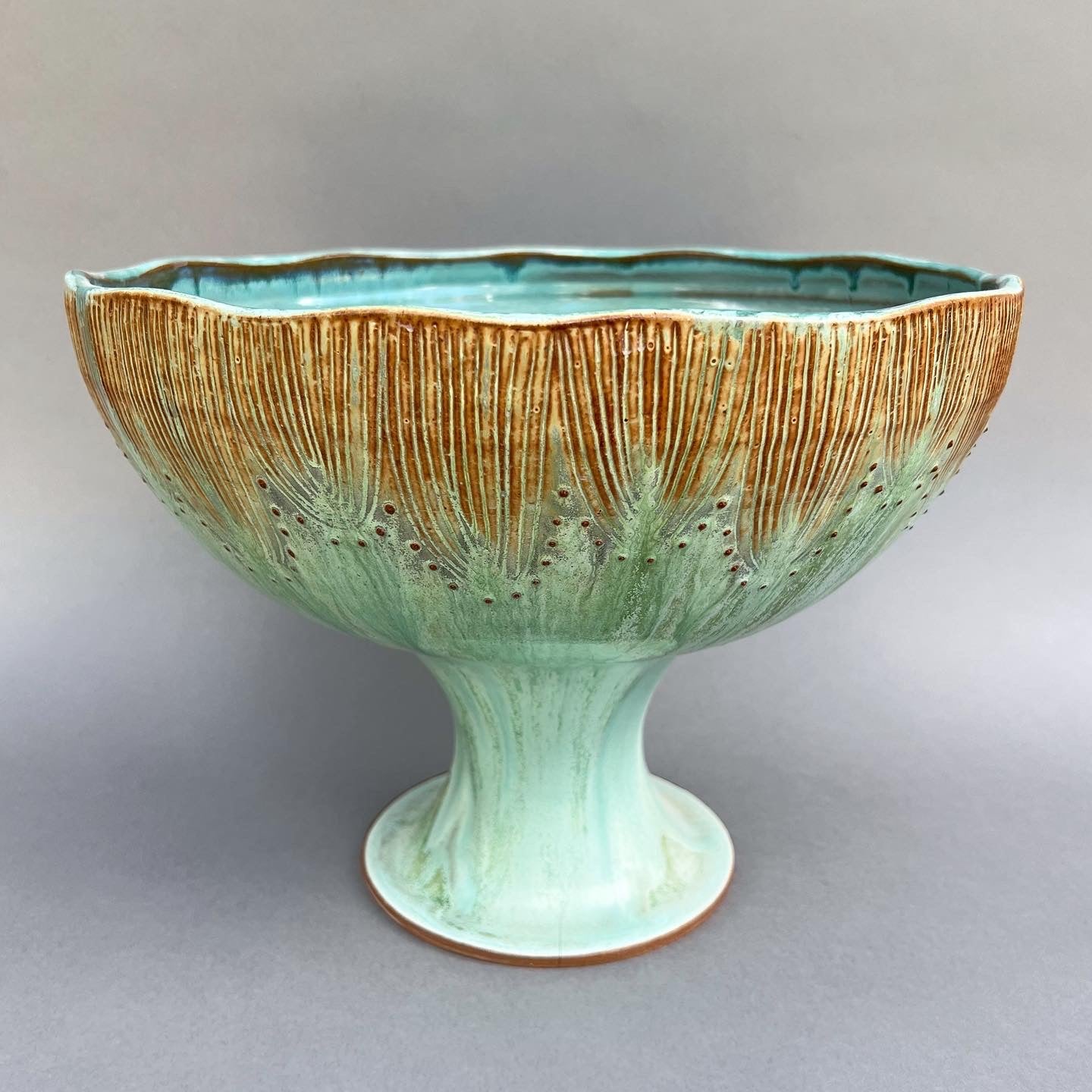 Flowing Copper Pedestal Bowl